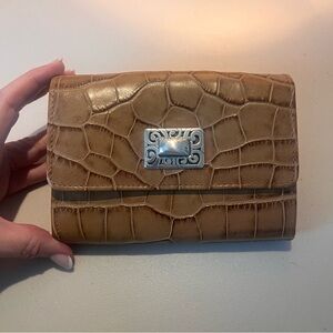Brighton Tan Croc-Embossed Crossbody with Silver Accent
